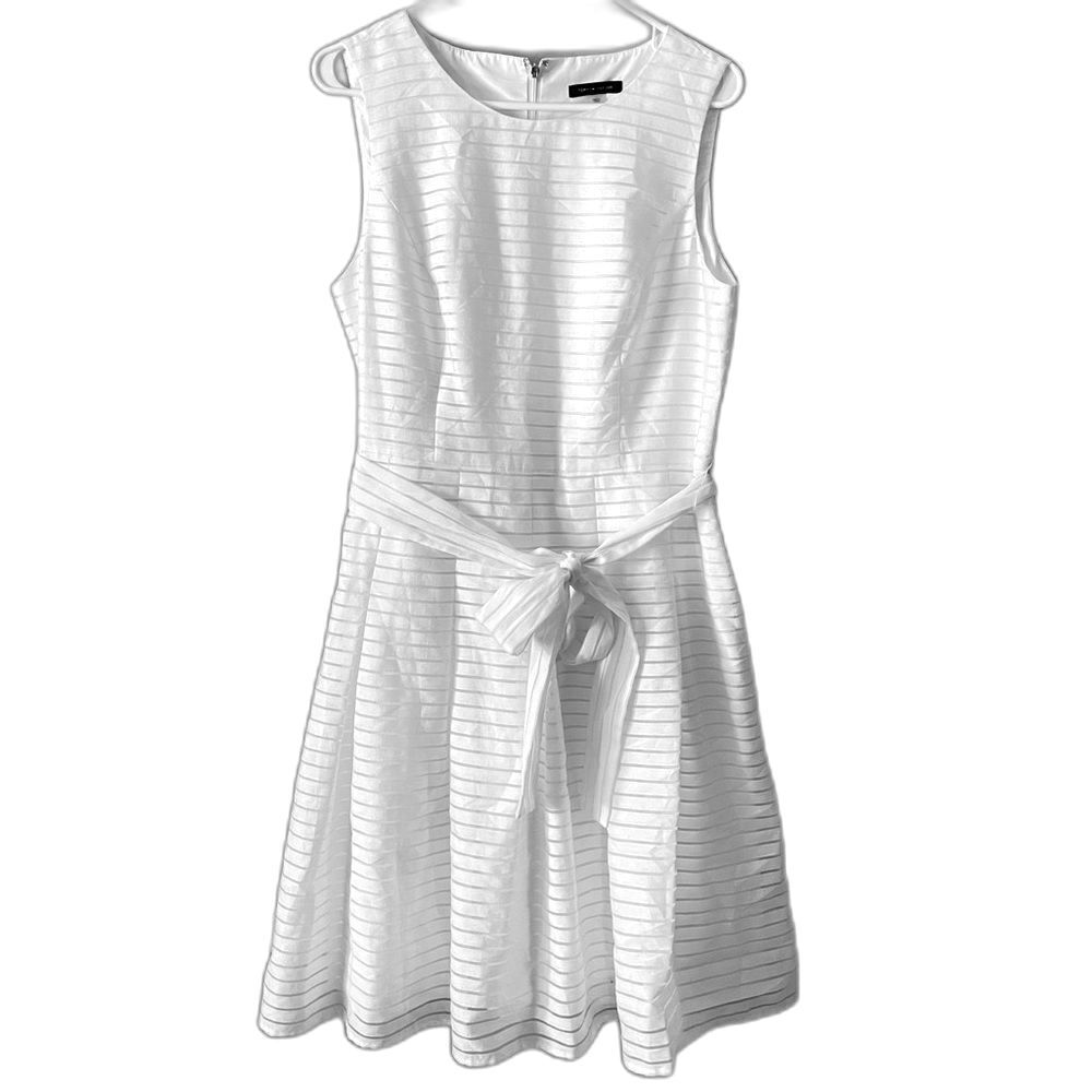 Tommy Hilfiger white stripe dress. Size 12 Euc. Sleeveless summer dress